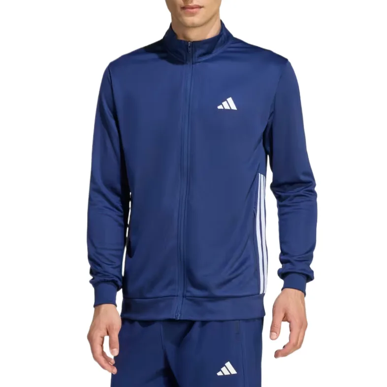 Adidas Куртка мужская ESSENTIALS темно-синяя/белая со стойкой — фото 3