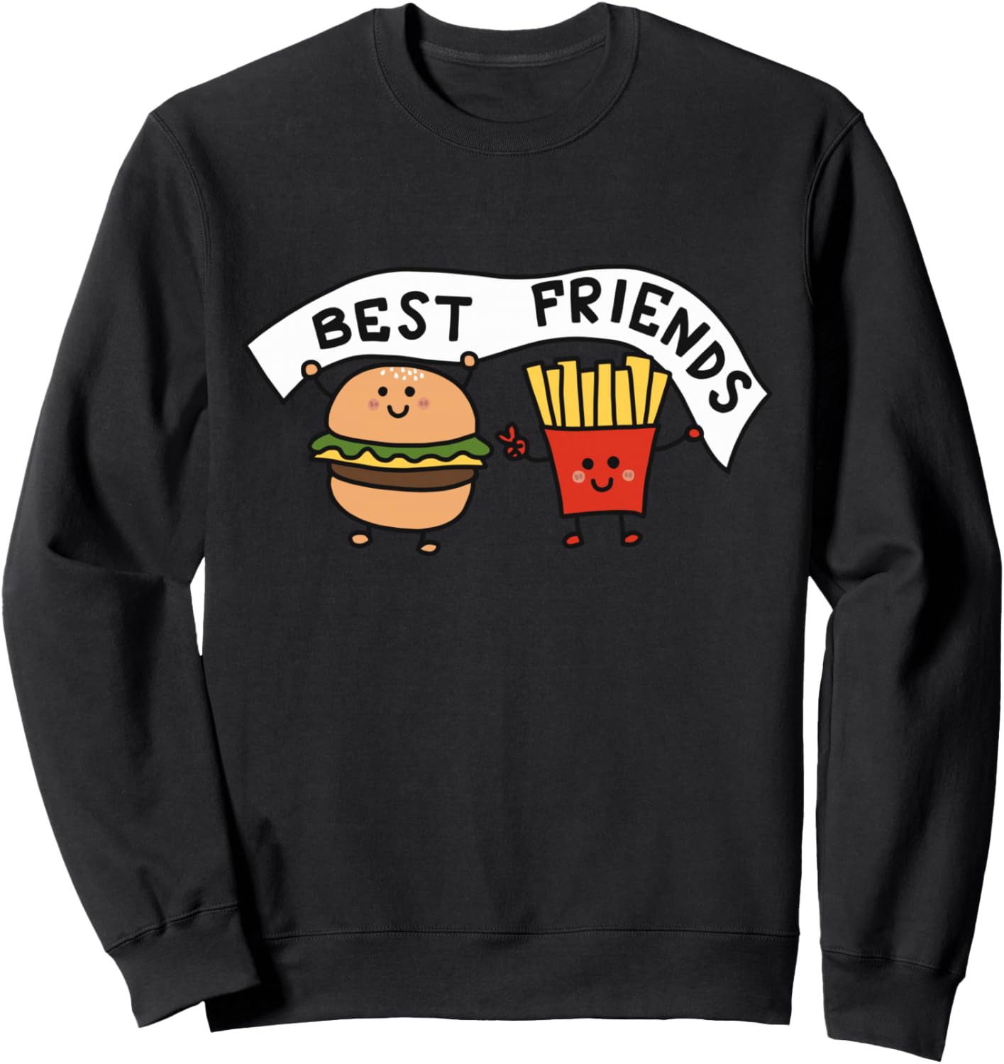 

Классная и забавная толстовка с иллюстрацией гамбургера и картошки фри для лучших друзей Bahaa'S Tee, черный