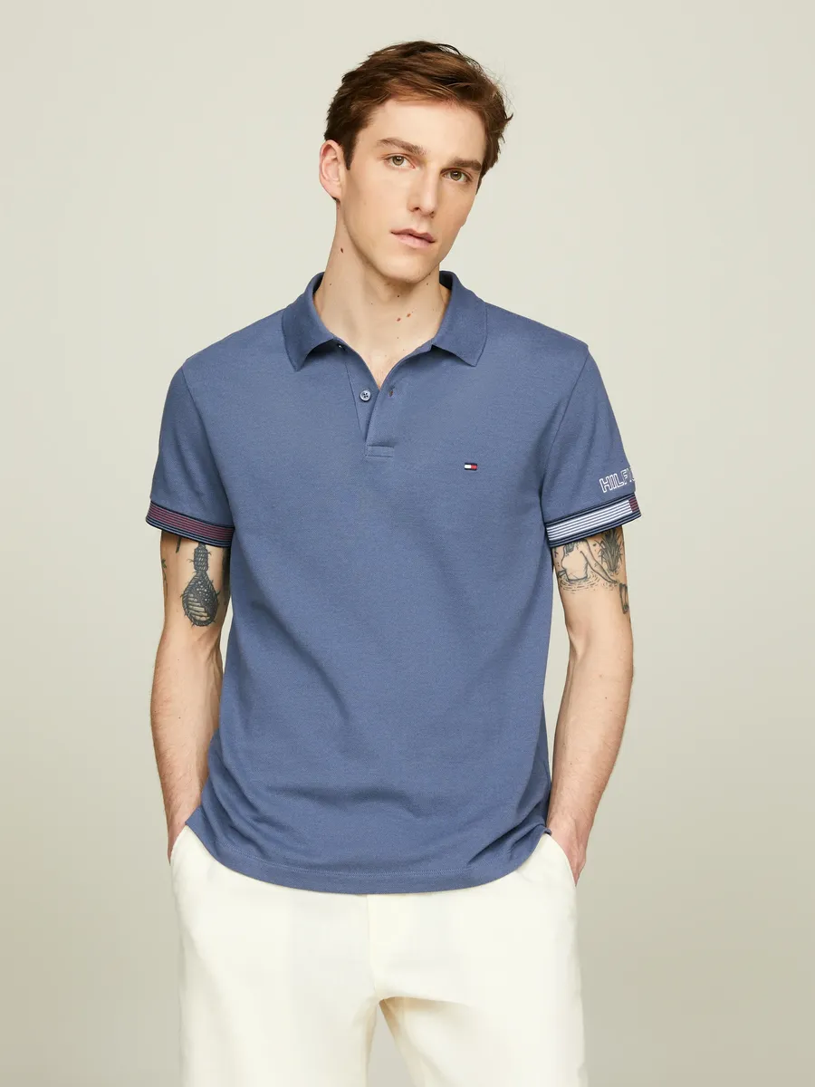 

Рубашка-поло Tommy Hilfiger "FLAG CUFF SLIM POLO", цвет Faded Indigo