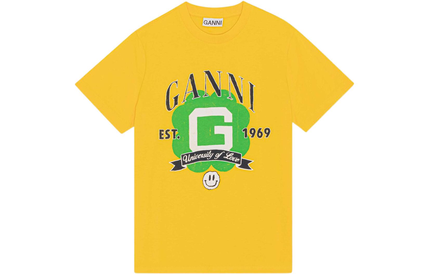 

Университет Любви Серия Футболка с Опущенным Плечом Женская Лимон GANNI