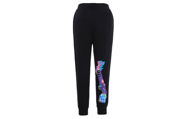 Спортивные штаны Air Jordan MJ Sticker Fleece Pants Casual Sports Fleece Lined Long Pants Black, черный — фото 2