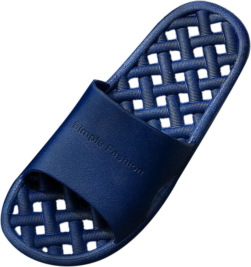 

Мужские домашние тапочки для ванной, плоские с прорезями, размер 8, легкие и удобные Generic, темно-синий