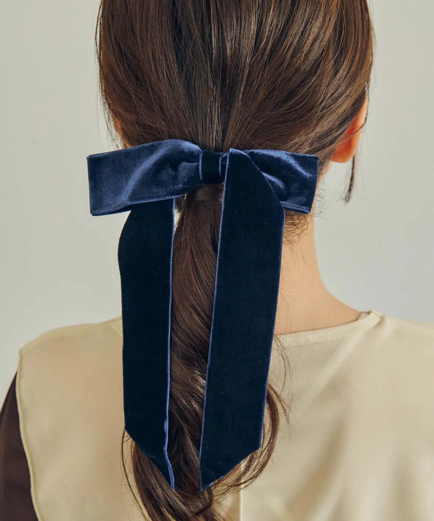 Длинная велюровая ленточная заколка для волос Goldy, blue