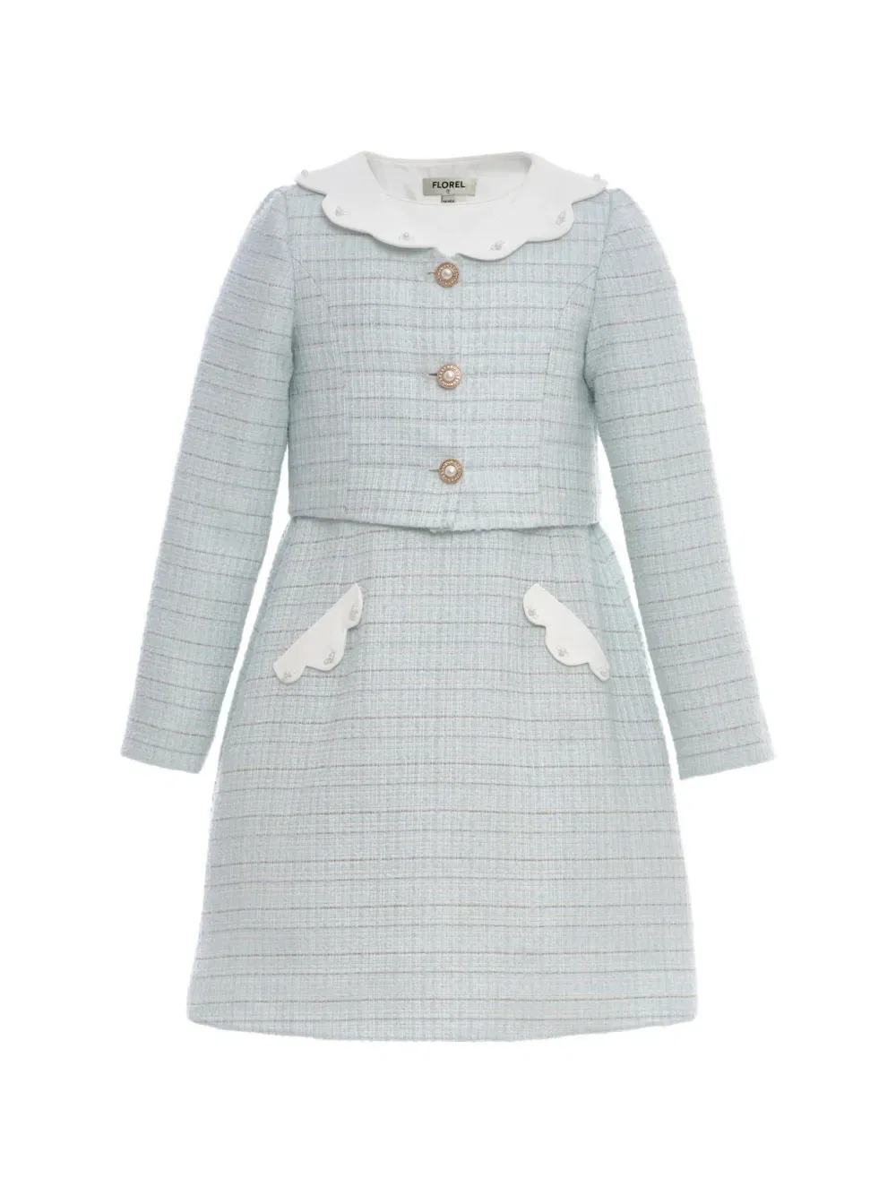 Комплект из твидового платья без рукавов и юбки Dress & Fleur, синий