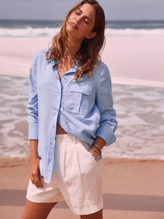 

Рубашка Mint Velvet Oversized Cotton, цвет pale blue