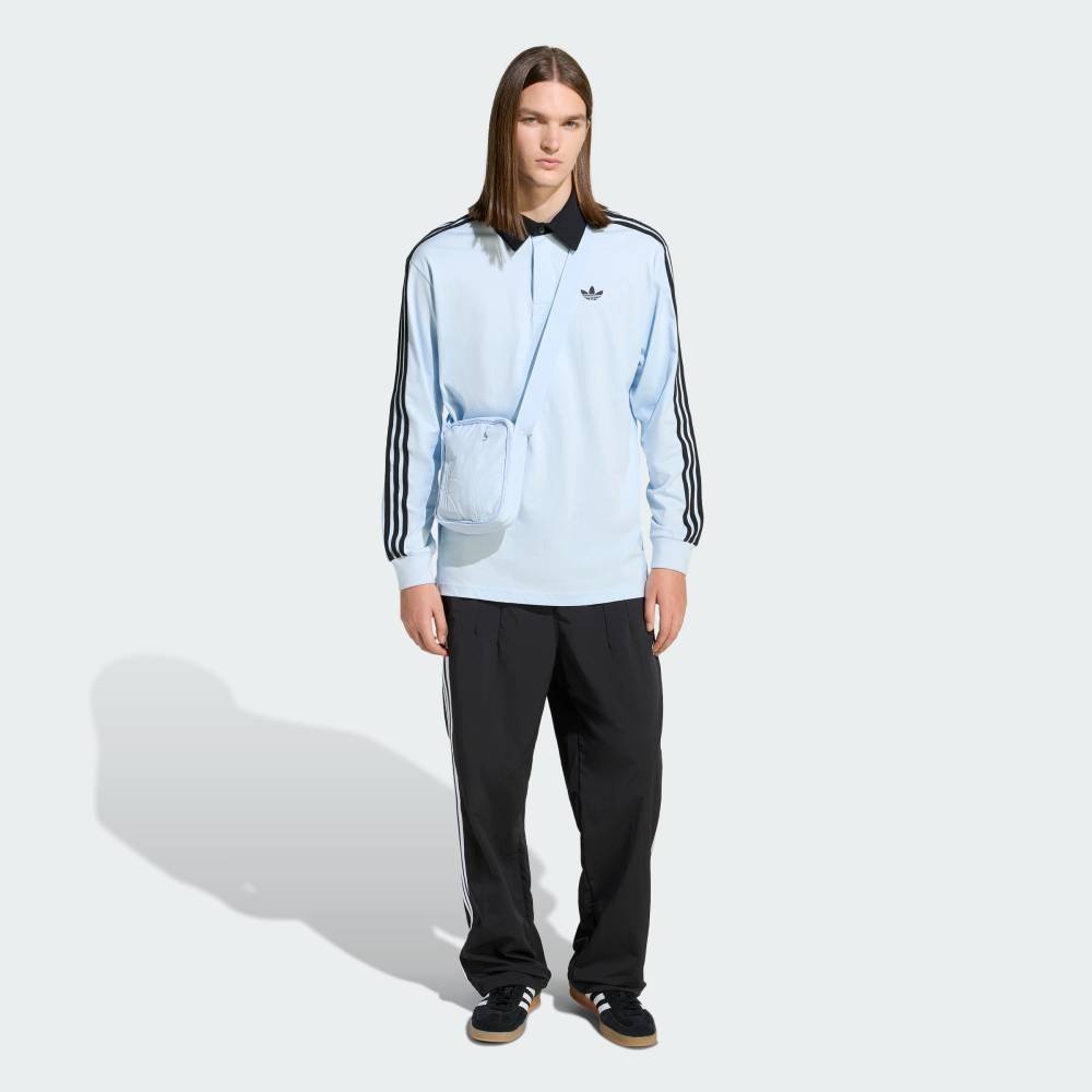 Футболка-поло с длинными рукавами и тремя полосками для регби Adidas, blue — фото 3