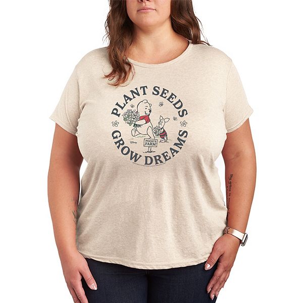 

Футболка с принтом Plus size Winnie the Pooh "Plant Seeds Grow Dreams" Disney, Beige