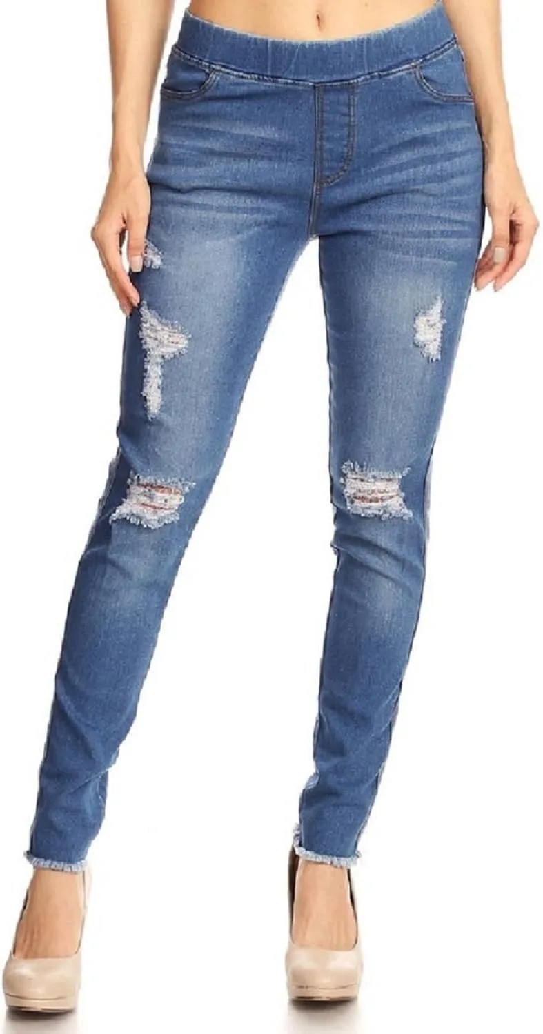 

Jvini женские рваные джинсы skinny с эластичным поясом Regular-Plus Size