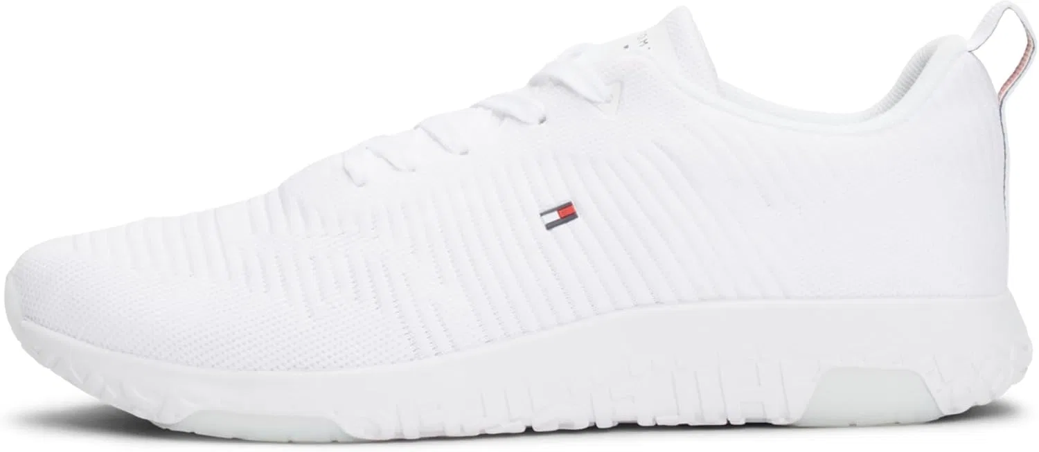 Мужские кроссовки Tommy Hilfiger Runner, спортивная обувь с ребристым плетением в корпоративном стиле, White