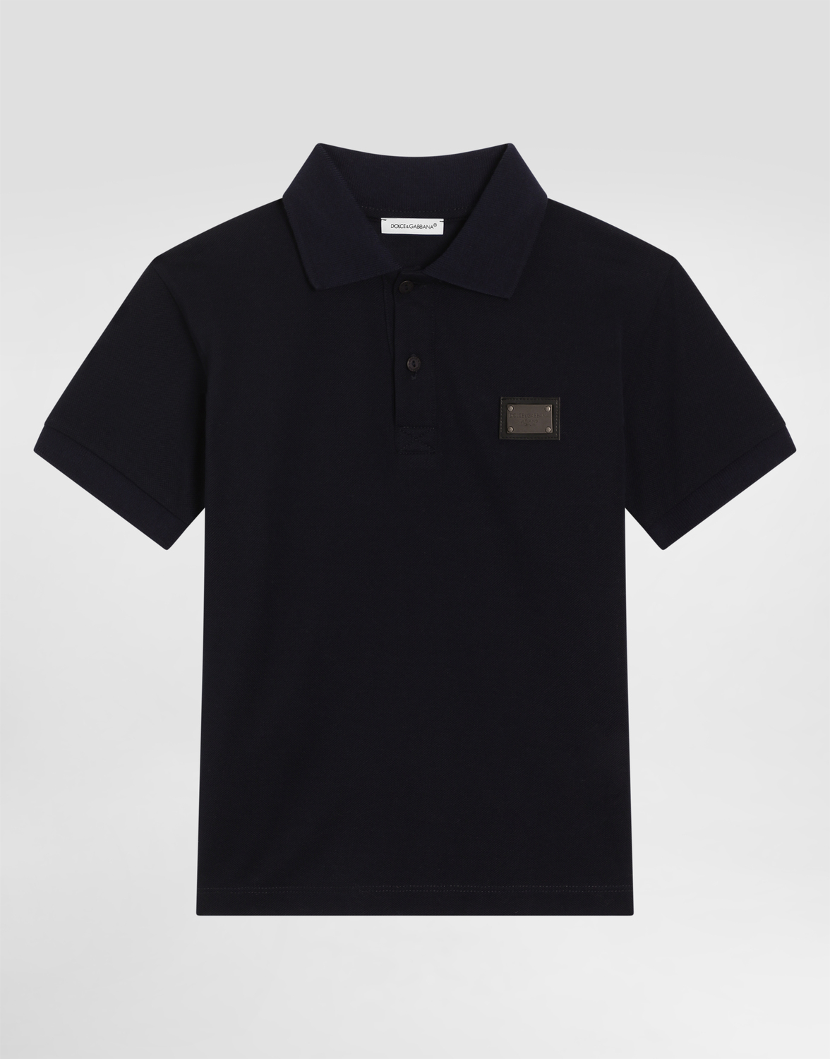 

Поло из пике с логотипом на пластине Dolce&Gabbana, синий