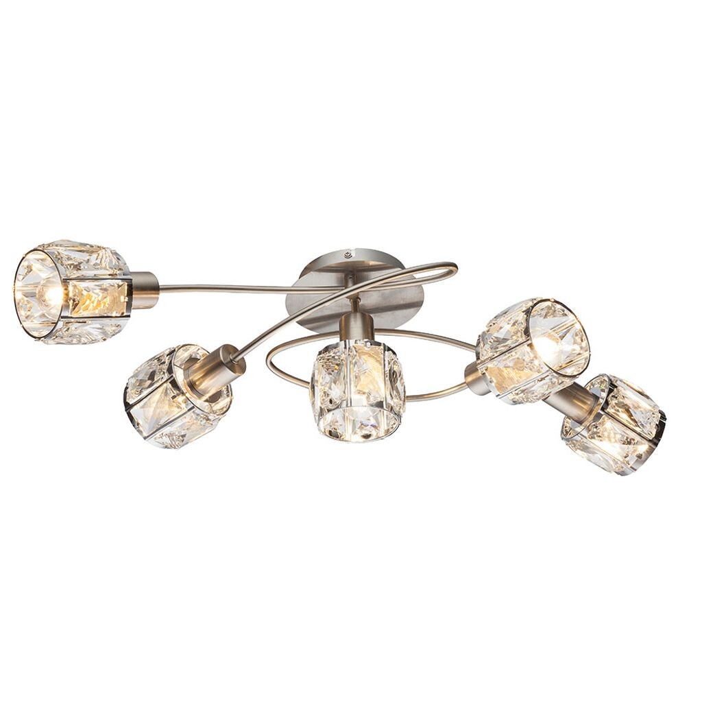 

Потолочный светильник, прозрачные стеклянные кристаллы, хром, L 61,4 см Globo Lighting, серебро