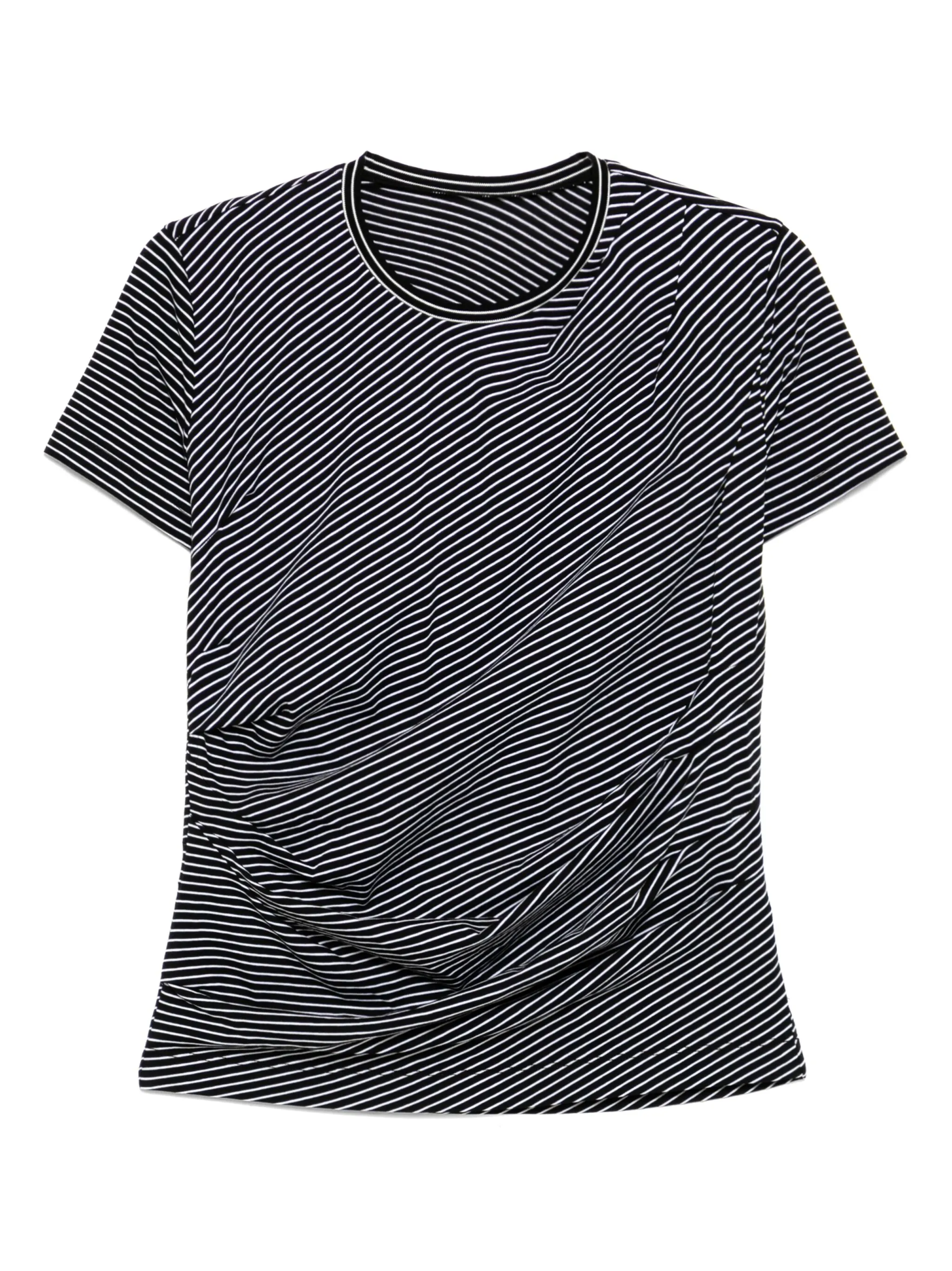 

Полосатая футболка с плиссированной вставкой Jnby, черный