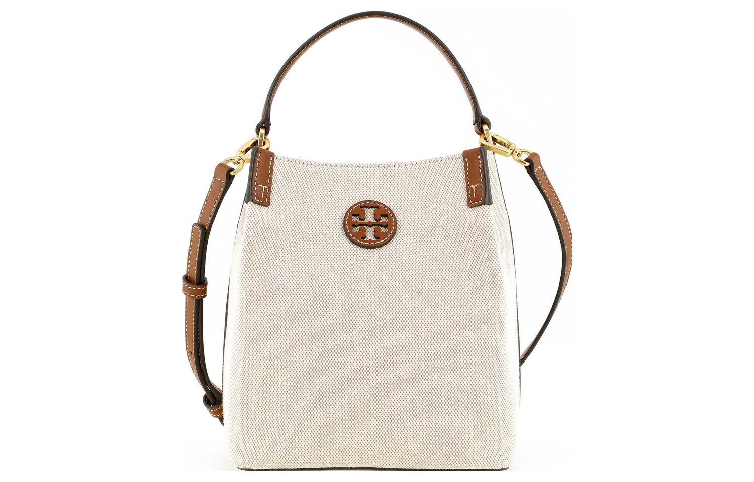 

Сумка-ведро из холста с кожаной отделкой, через плечо, кроссбоди, повседневная женская TORY BURCH