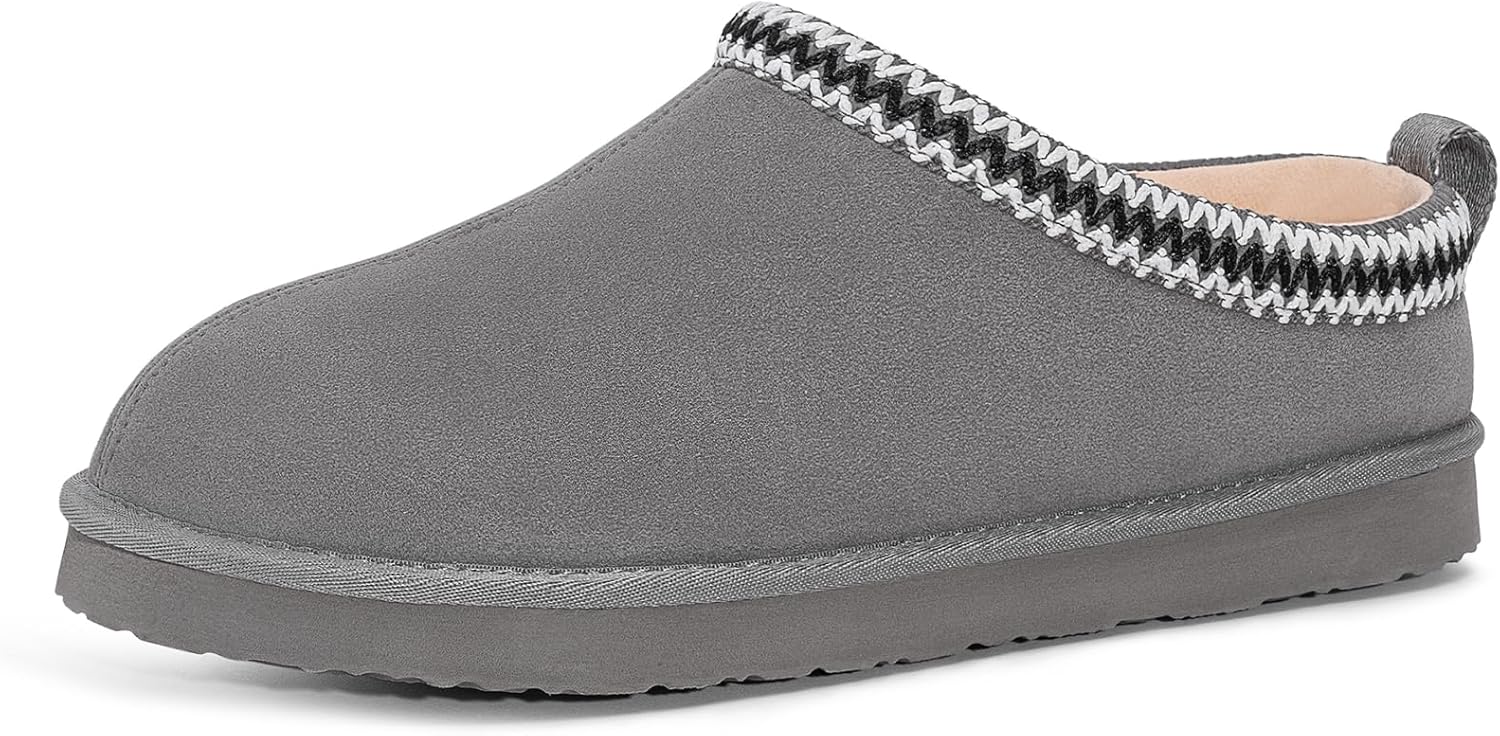 

Мужские зимние тапочки FITORY из натуральной кожи, удобные замшевые туфли с мягкой стелькой из памяти формы, с теплой подкладкой из флиса для дома и улицы, размеры 7-14, серый