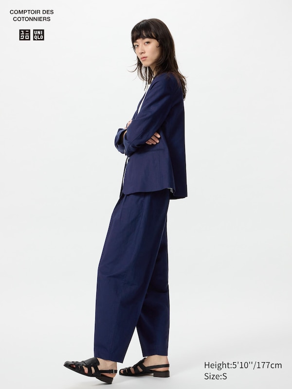 

Брюки-Бочонки из льняной смеси Uniqlo, синий