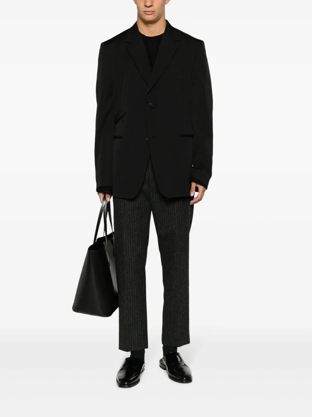 Шерстяной однобортный пиджак Yohji Yamamoto, черный — фото 2