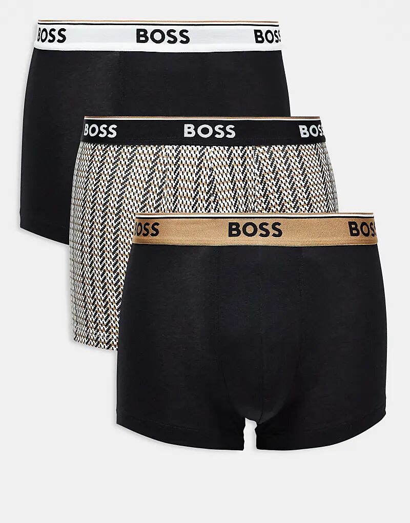 

BOSS Bodywear, Комплект из 3 пар боксеров черного цвета с принтом