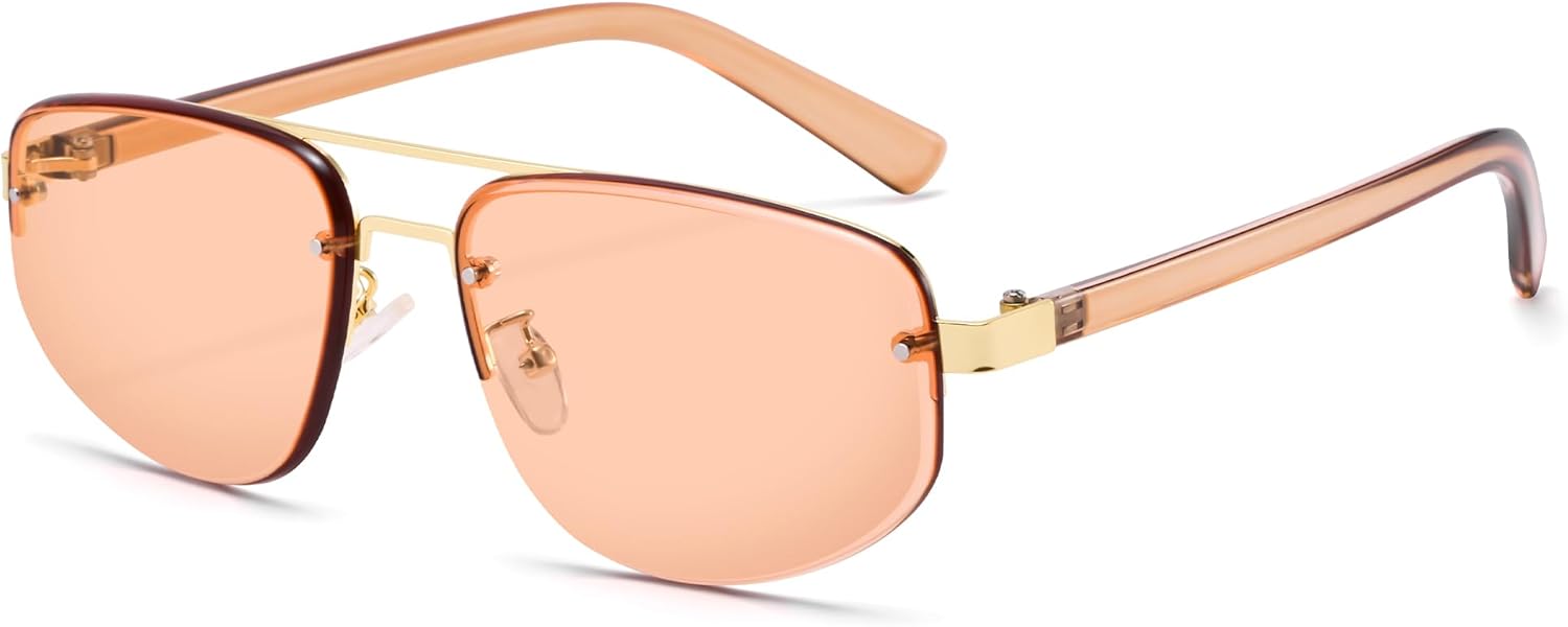 

Солнцезащитные очки Pro Acme Retro Aviator для мужчин и женщин, с двойной перемычкой, легкие металлические солнцезащитные очки в винтажном стиле для вождения, Gold/Champagne