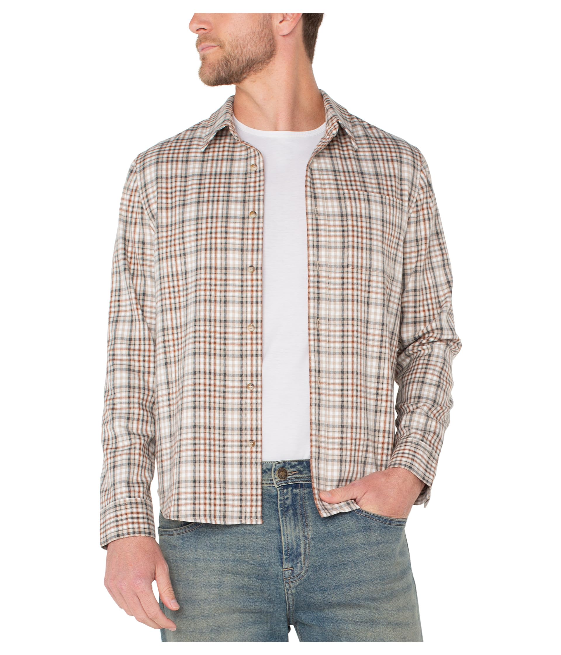 

Рубашка Liverpool Los Angeles Long Sleeve Button Up Shirt, цвет Khaki Rust Multi