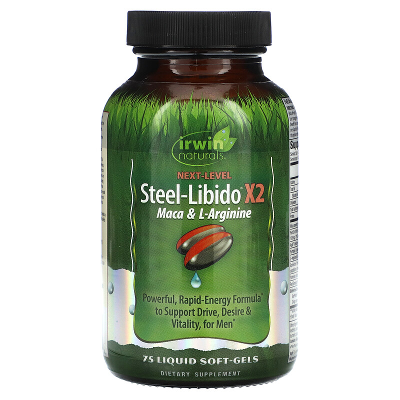 

Irwin Naturals, Steel-Libido X2, мака и L-аргинин, 75 желатиновых капсул