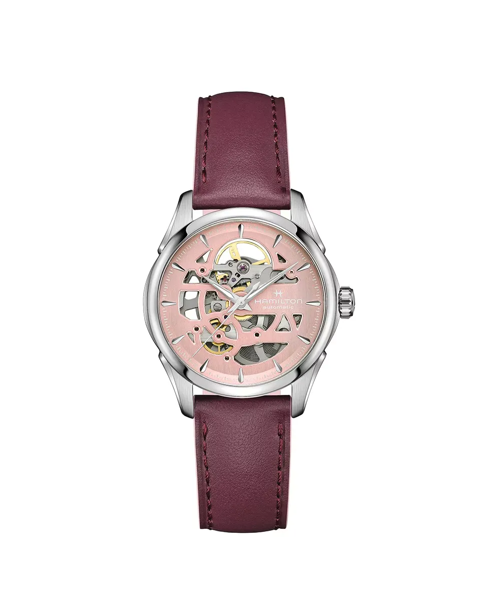 

Автоматические женские часы Jazzmaster Sketeton 36 мм H32265870 с кожаным ремешком Hamilton, фиолетовый