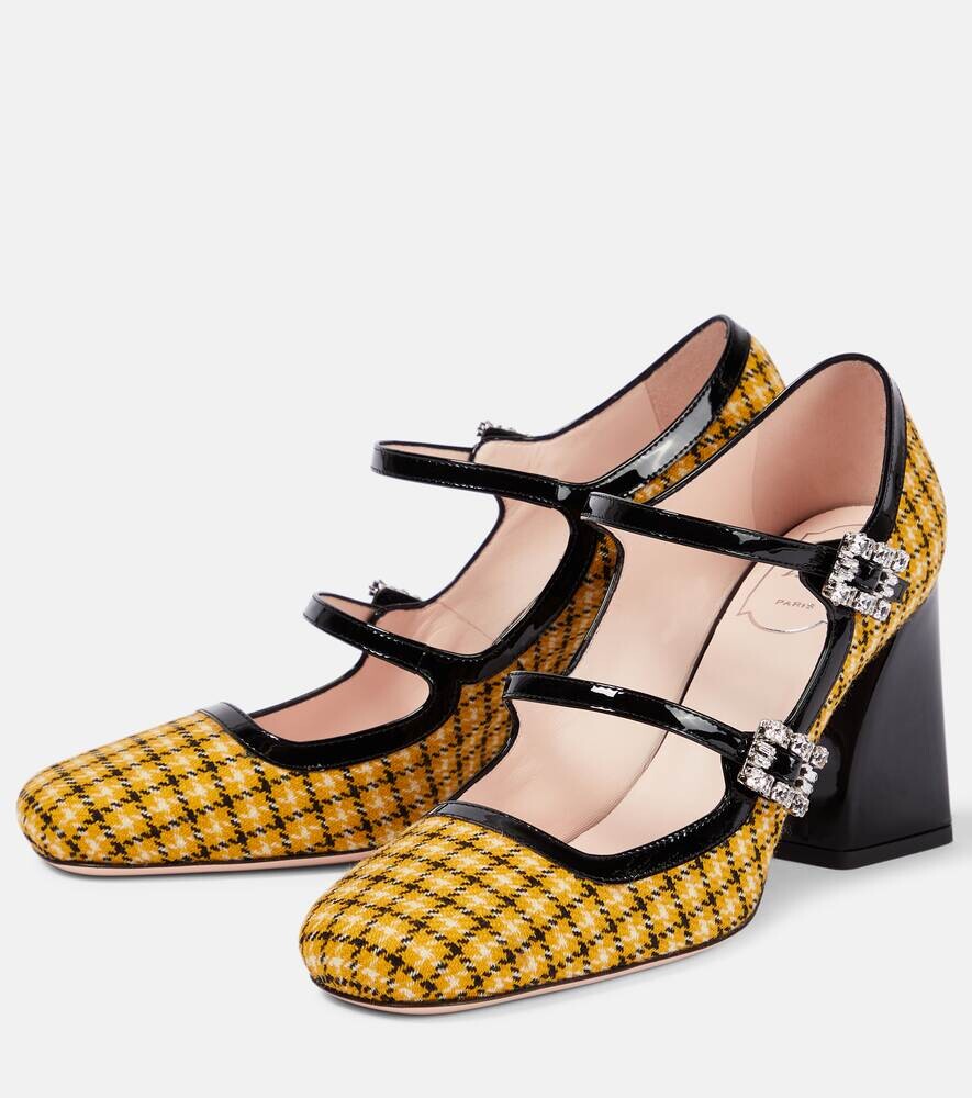 Туфли-лодочки в клетку Très Vivier Babies Roger Vivier, желтый — фото 3