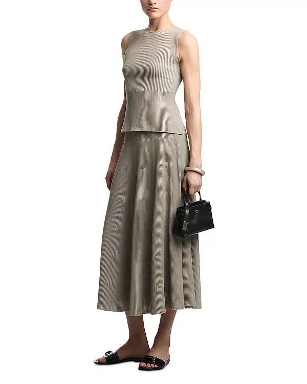 Двухцветная ребристая юбка миди Emporio Armani, Almond/Beige — фото 2