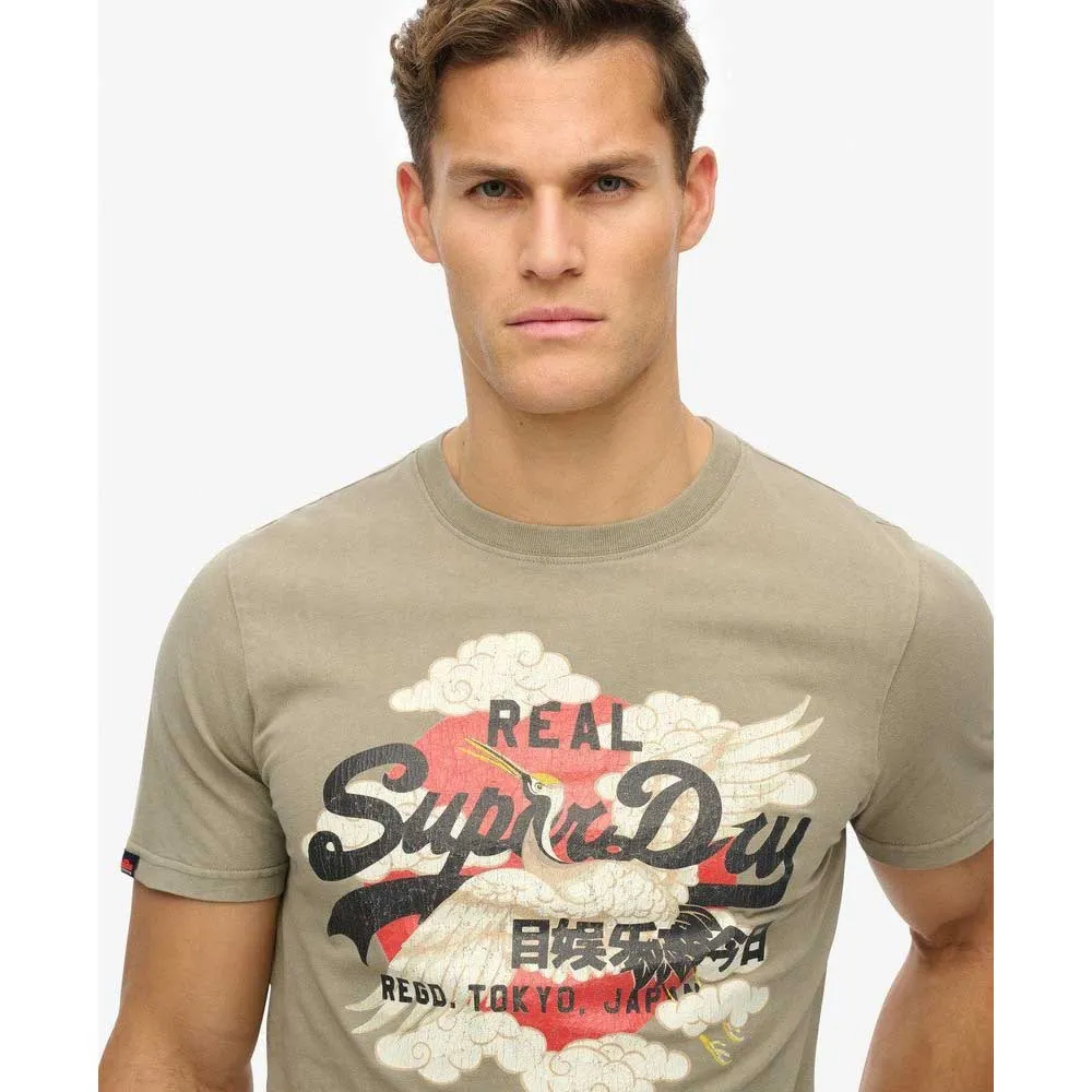 Футболка с коротким рукавом Superdry Vl Tokyo Relaxed Fit, зеленый — фото 3
