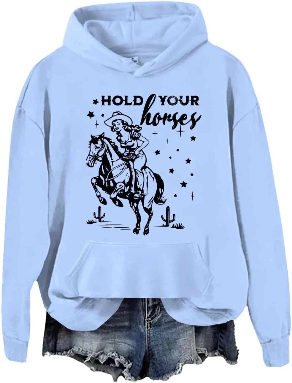 

Толстовка Hold Your Horses в стиле ретро вестерн JWVEL
