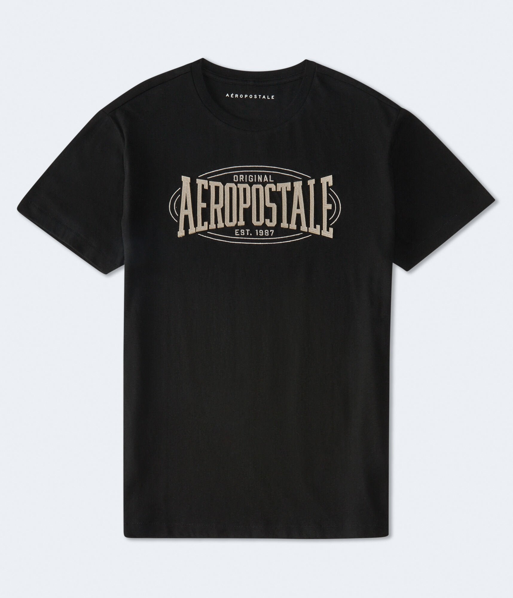 

Футболка Aeropostale с овальной аппликацией и графическим рисунком, черный