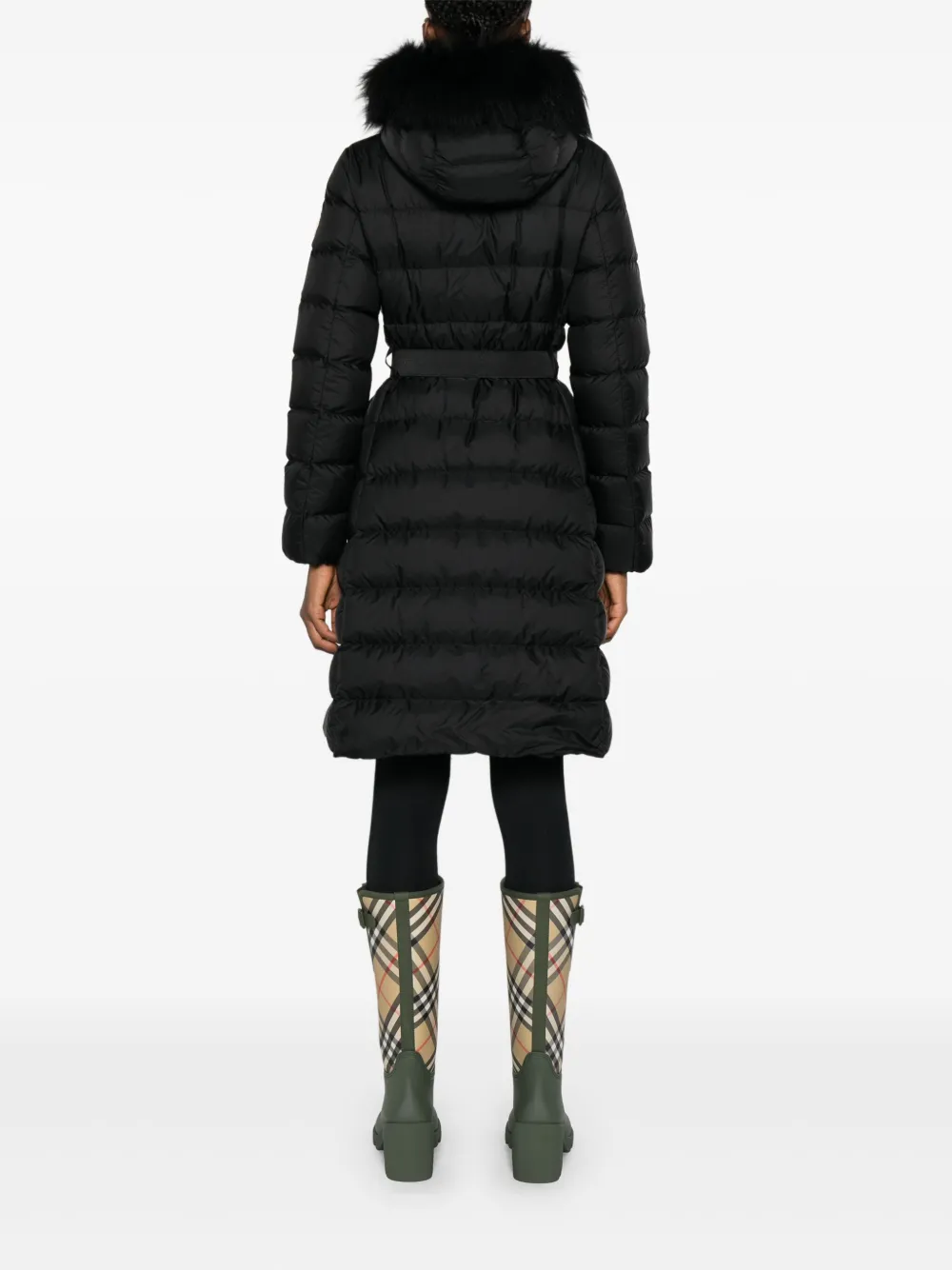 Стеганое пальто Khloesse с отделкой Moncler, черный — фото 4
