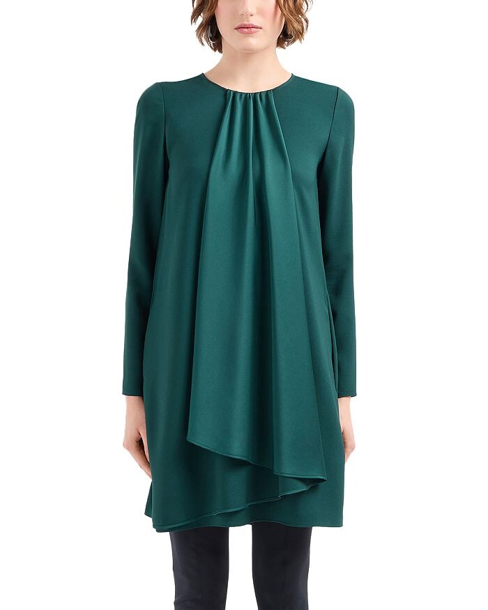 

Платье из креп-атласа с драпировкой Emporio Armani, зеленый