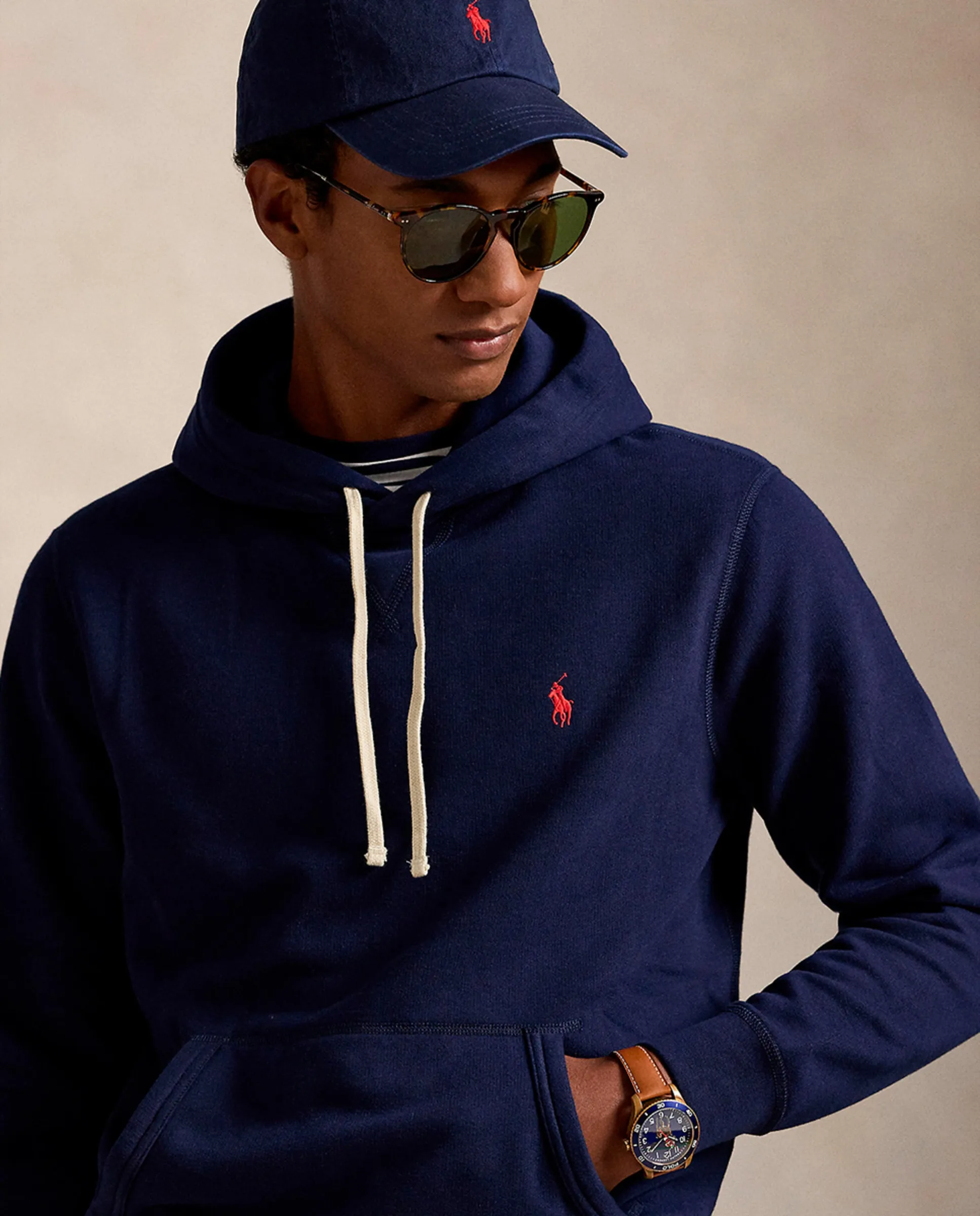 Мужская флисовая толстовка с капюшоном Polo Ralph Lauren, темно-синий — фото 3