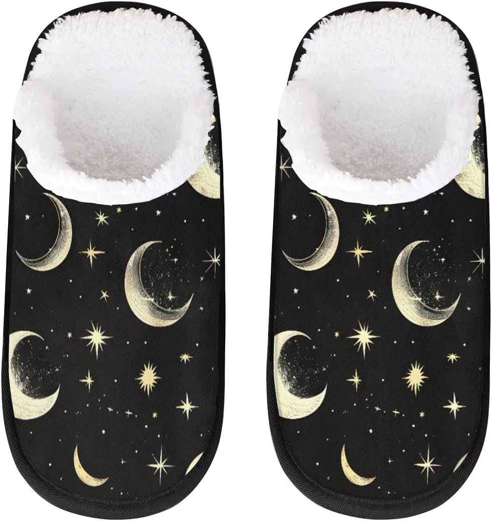 

Тапочки Gublec для женщин и мужчин, уютные с нескользящей подошвой, для дома, теплые плюшевые тапочки для дома, спальни и путешествий, Stars Moon