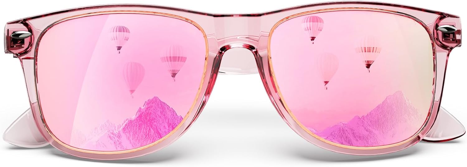 

Поляризованные солнцезащитные очки KALIYADI для мужчин и женщин, матовые линзы, цветные зеркальные линзы, защита от УФ-излучения UV400 (3 шт.), Z01- Transparent Pink/Light Pink