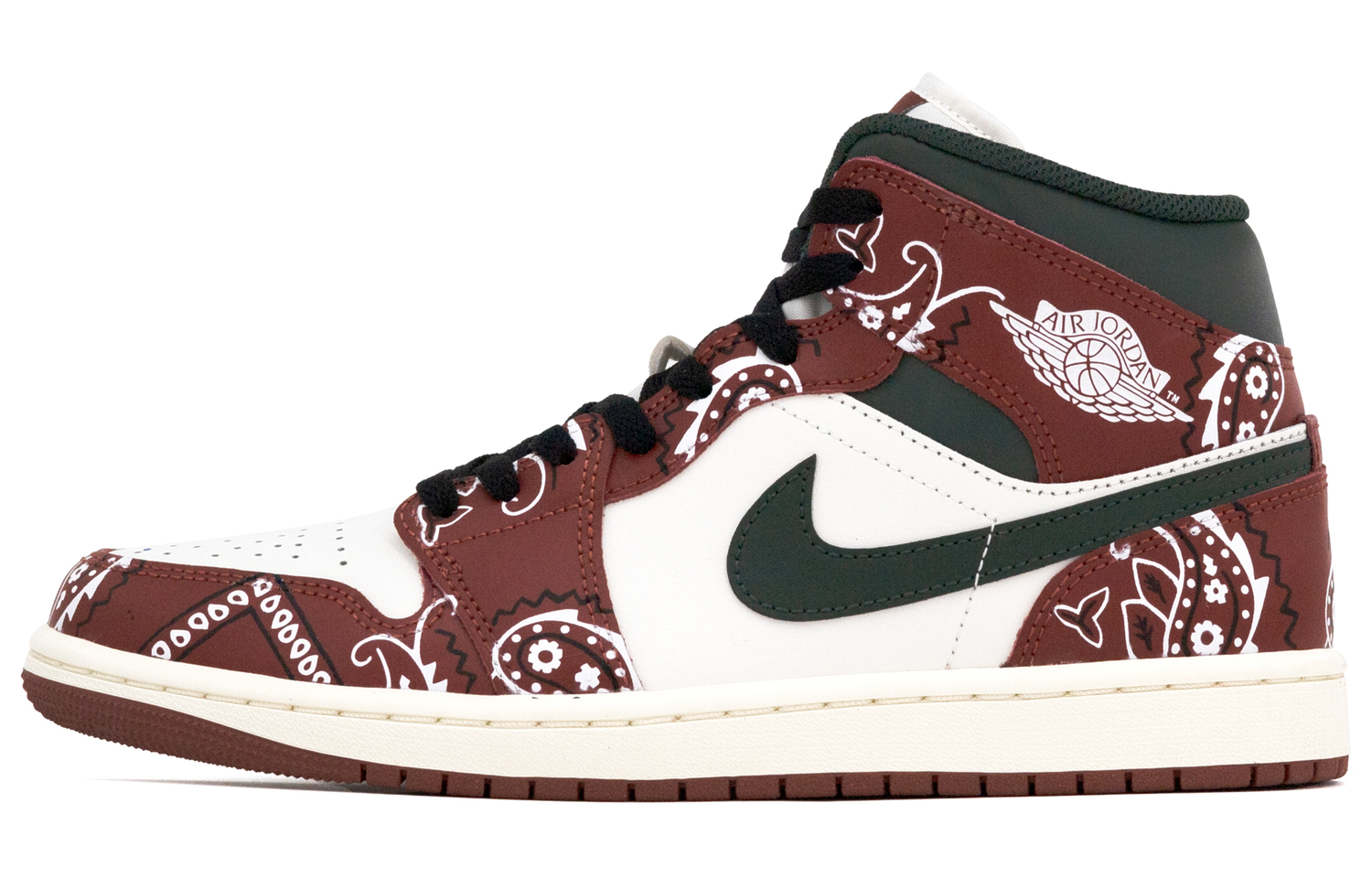 

Jordan Кроссовки Air 1 Leather Slip Resistant Abrasion Resistant Mid top Vintage Unisex красные белые