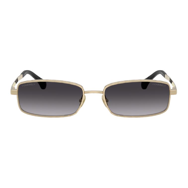 CHANEL Металлические прямоугольные солнцезащитные очки унисекс Light Gold — фото 3