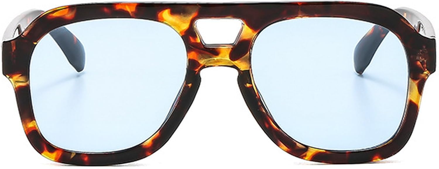 

Винтажные солнцезащитные очки-пилот с двойной перемычкой, для женщин и мужчин, квадратная толстая оправа, модные, увеличенного размера, в стиле 70-х, солнцезащитные очки UV400 mincl, C8