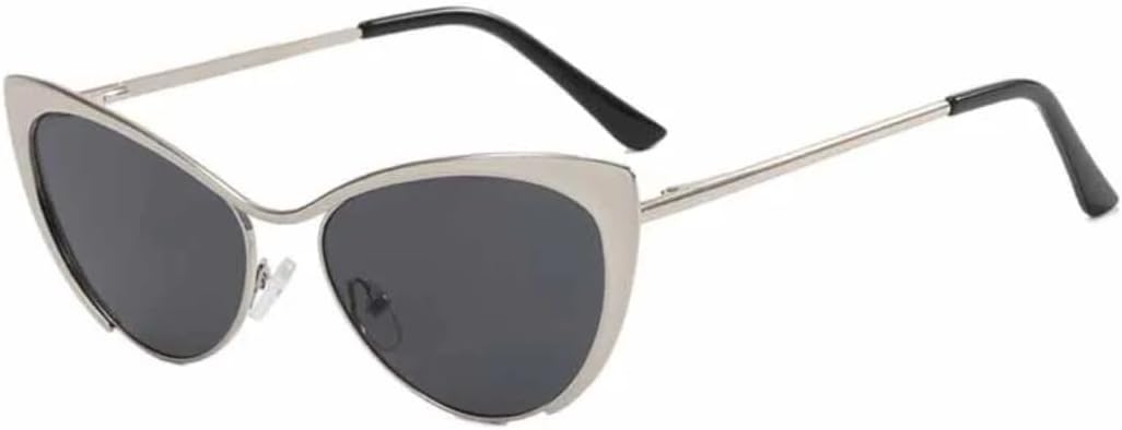 

Солнцезащитные очки с защитой от УФ-излучения UV400 | Оправа «кошачий глаз» с металлическими шарнирами | Для женщин и мужчин, для занятий спортом на открытом воздухе и вождения DSVIGF, Silver Gray