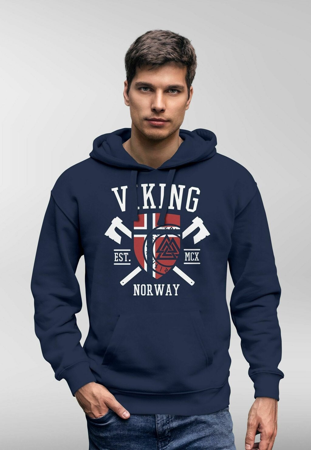 

Толстовка с капюшоном NORWAY NORWEGEN FLAGGE WIKINGER NORDISCH KA Neverless, темно-синий