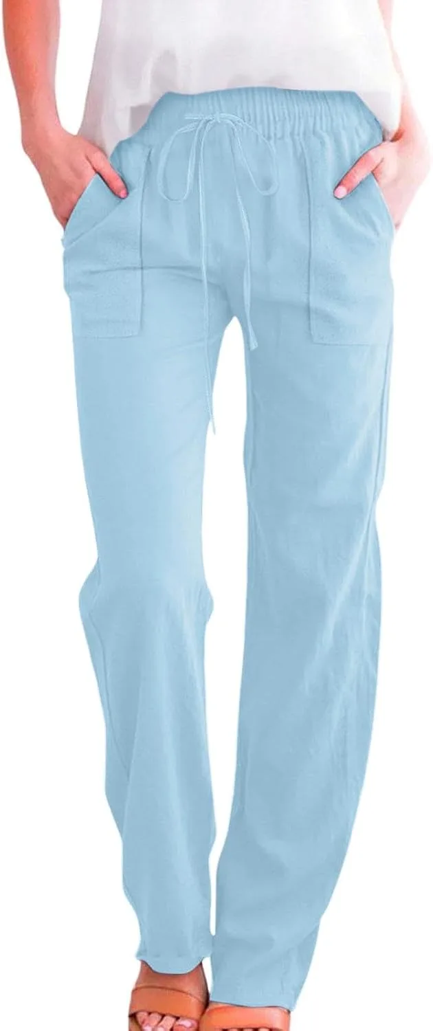 

bmkBWO Льняные брюки Petite, хлопок-лен с карманами и шнурком