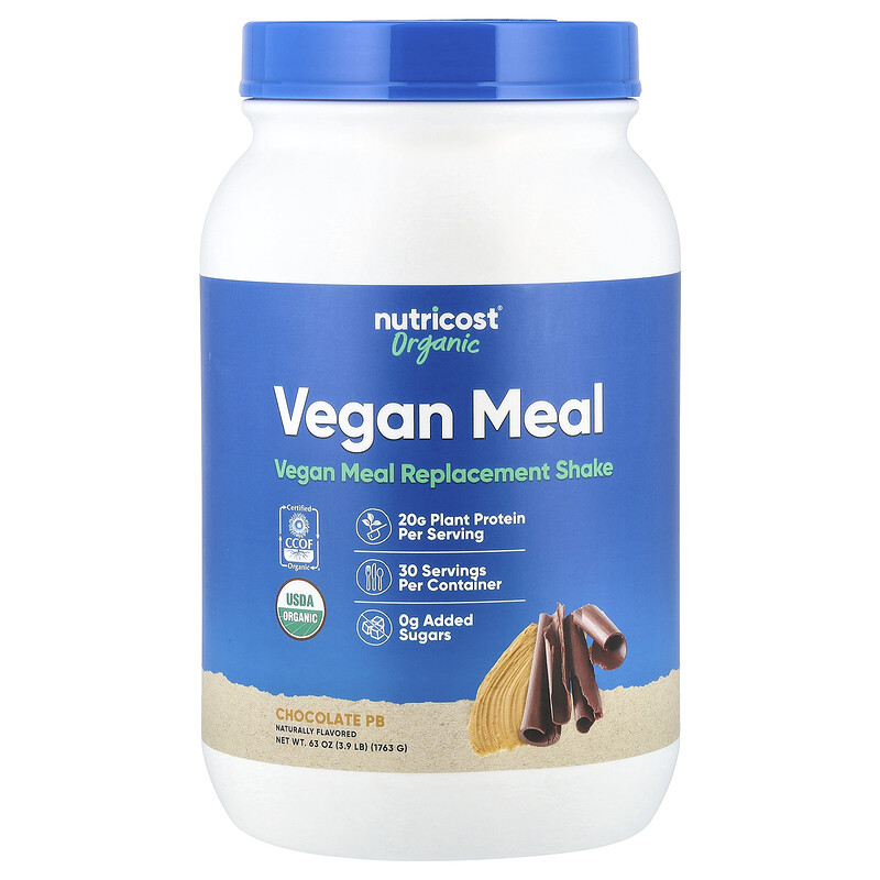 

Nutricost, Organic Vegan Meal, шоколад PB, 1763 г (3,9 фунта)