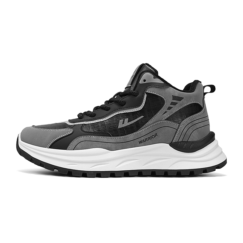 

WARRIOR Мужские кроссовки Casual Running Mid top черно-серые с амортизацией, устойчивые к истиранию и увеличивающие рост