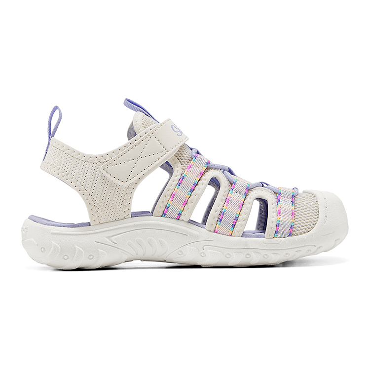 Детские сандалии с нескользящей подошвой и износостойким верхом Skechers Kids, бежевый/фиолетовый — фото 2