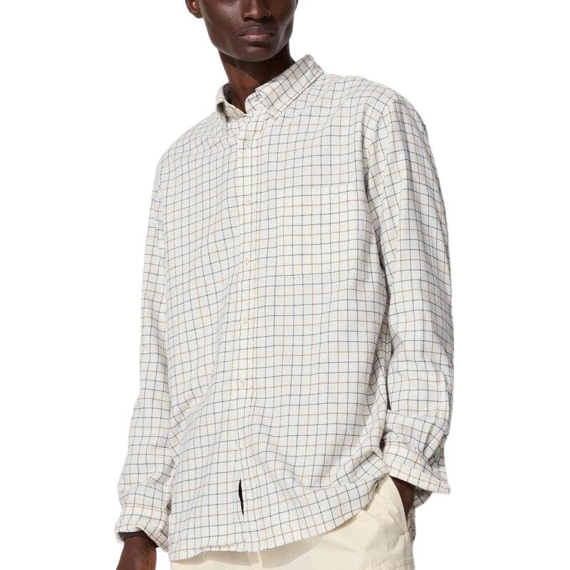 

Рубашка унисекс молочно-белая Uniqlo, слоновая кость