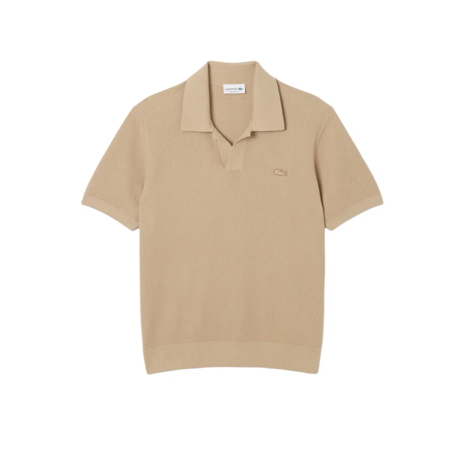 Свитер поло Lacoste с коротким рукавом светло-коричневый