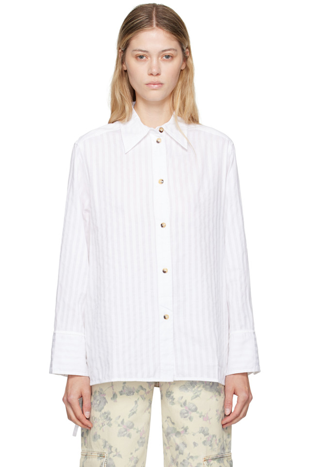 

Полосатая оверсайз рубашка Ganni, белый