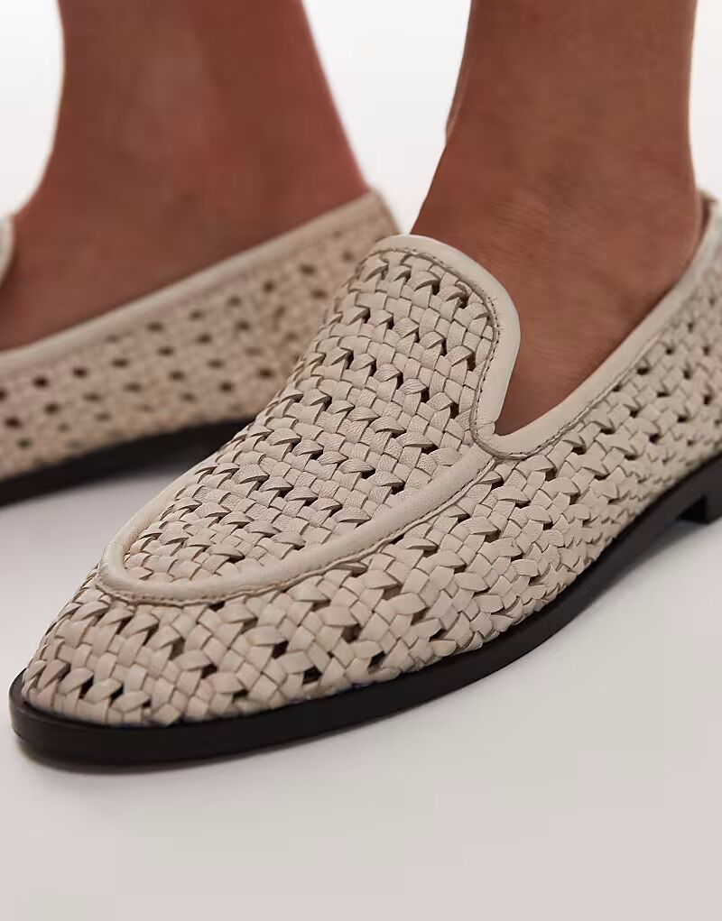 Лоферы Topshop Connor из натуральной кожи в плетеном цвете белого цвета — фото 2