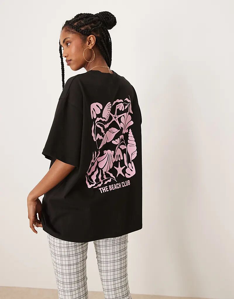 

Футболка оверсайз ASOS DESIGN с объемным принтом черного цвета