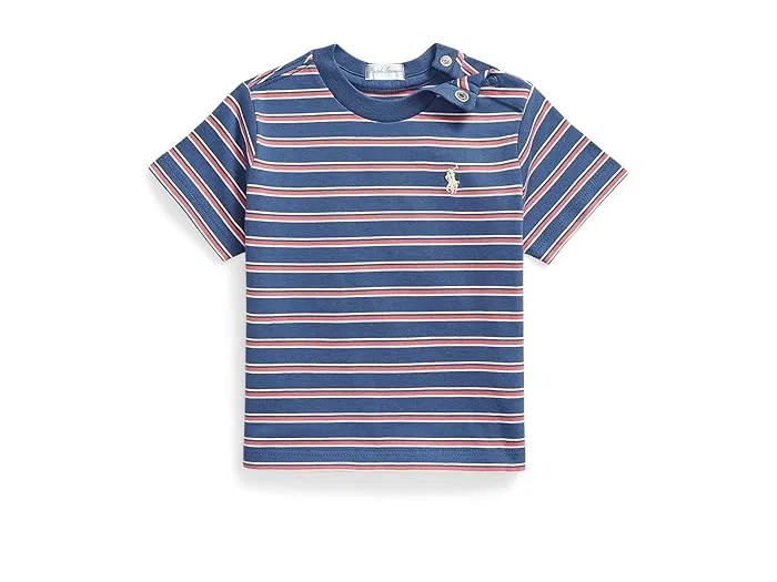 Футболка полосатая Cotton Jersey Polo Ralph Lauren Kids, Adirondack Rose/Cassidy Blue